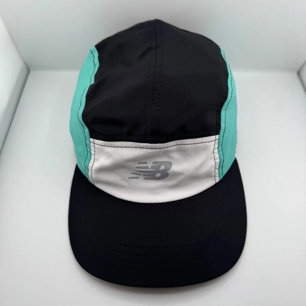 New Balance 5 Panel Running Hat Unisex OSFM Black Teal Excellent Rebel BOCO Gear